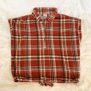 🧁 2 for $20 Brick red checkered / Plaid with front tiesize Large